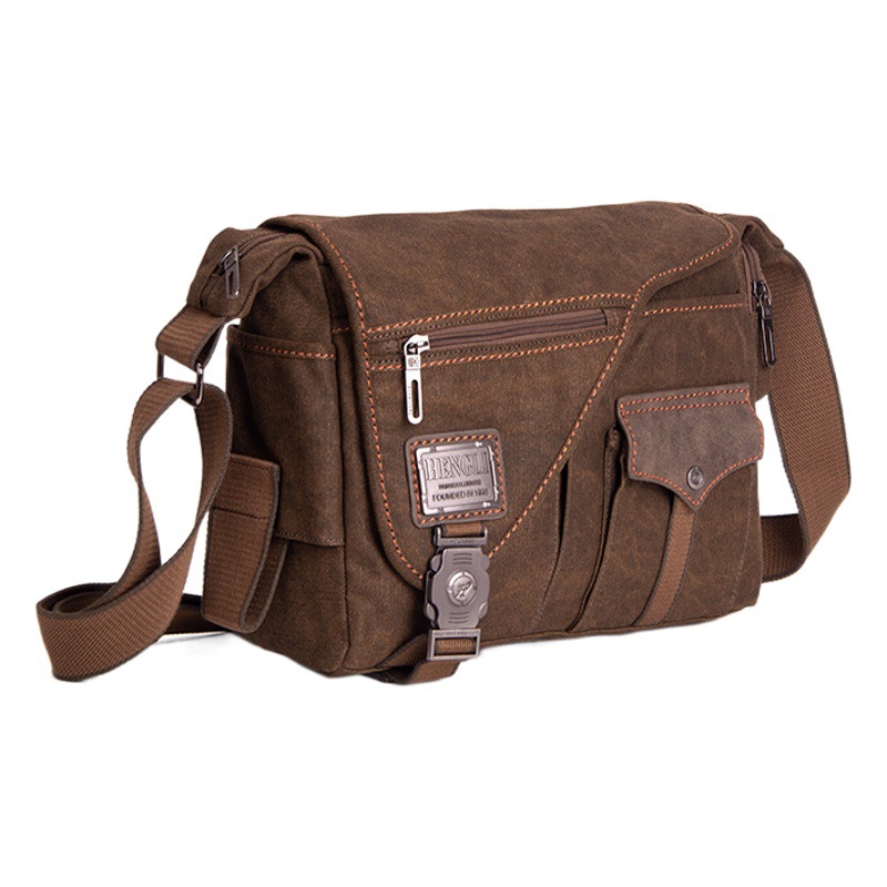 Gushi Lupu Large Capacity Shoulder Bag Canvas Crossbody Bag Men's Casual Bag Vintage Canvas Bag Factory Spot
