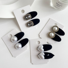 植绒珍珠侧边夹女2023新款精致发夹前额侧边碎发刘海鸭嘴夹子头饰