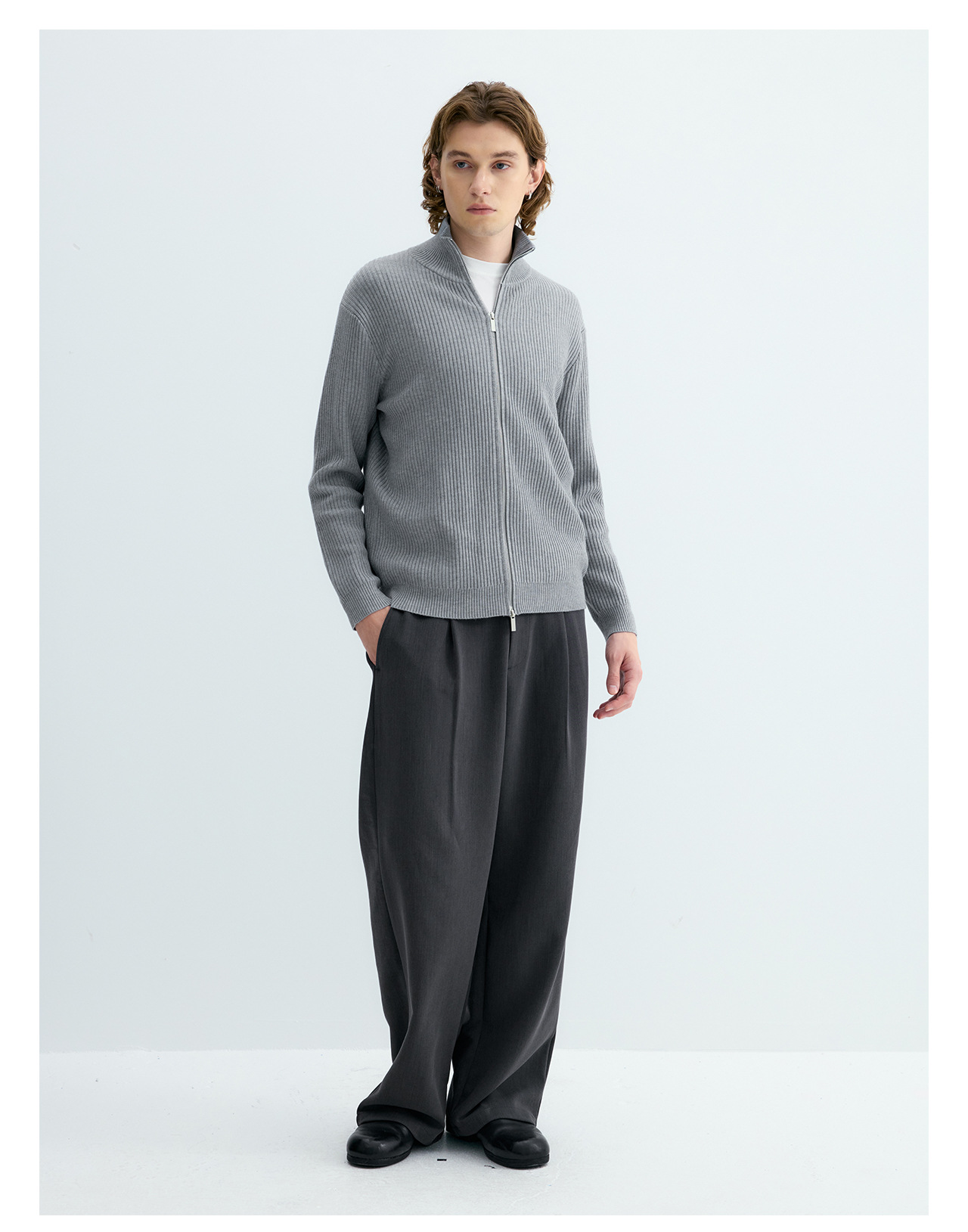 UNF Ribbed Knit Zip-Up Cardigan