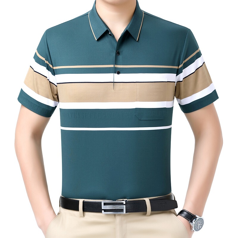 2026 New Summer Men's Polo Shirt, Short-Sleeved, Thin, Breathable Ice Silk, High-End Men's Top with a Turn-Down Collar