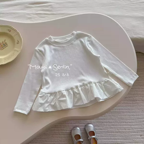 Lace long T-white