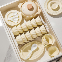 釉下彩奶油风陶瓷饭碗清新碗碟套装家用鱼菜盘汤碗面碗米饭碗