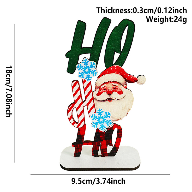 現物クリスマス木製かわいいサンタクロース立牌3d立体デスクトップ装飾品置物木製工芸品|undefined