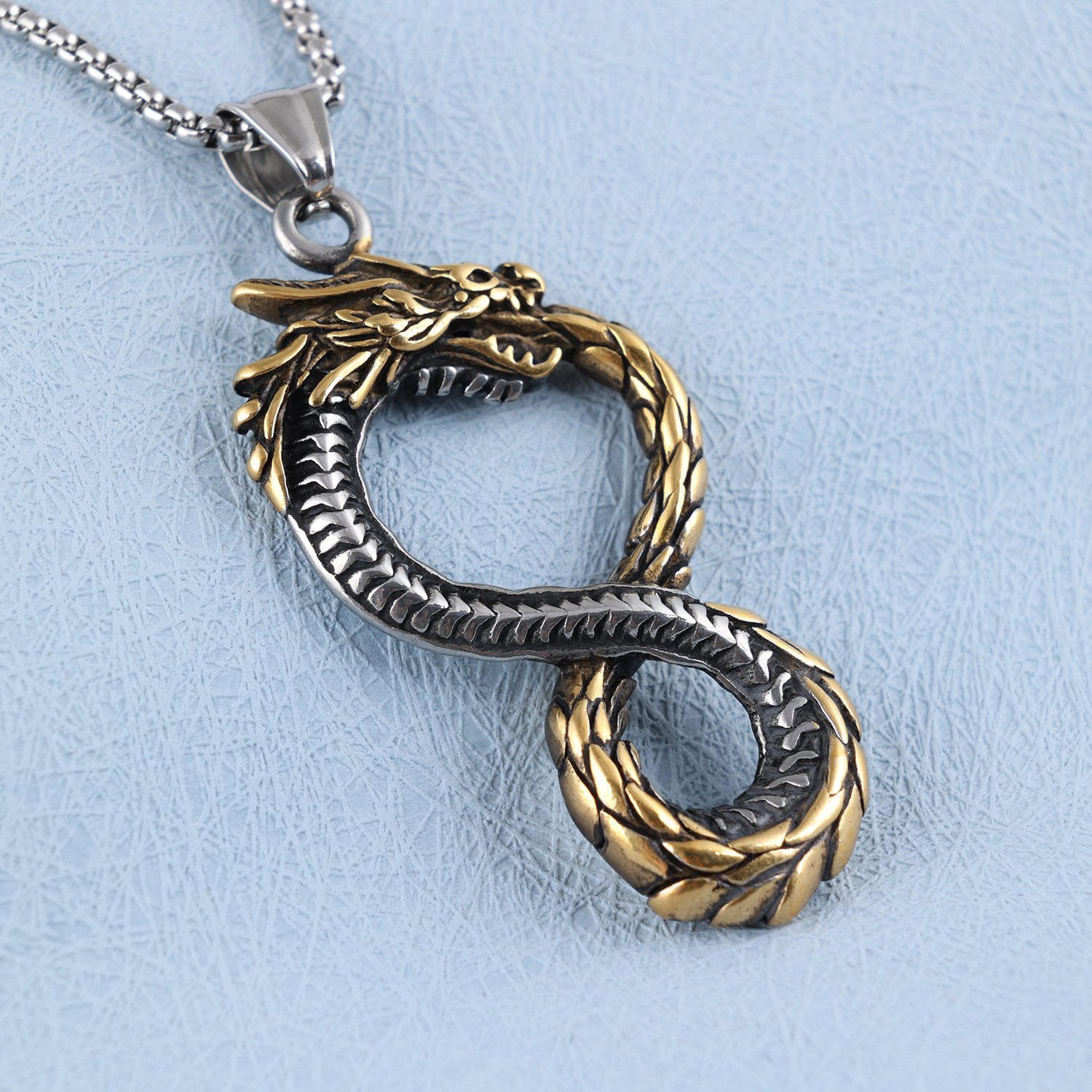 1 Piece Quantity Hip-hop Dragon Stainless Steel Men's Pendant Necklace