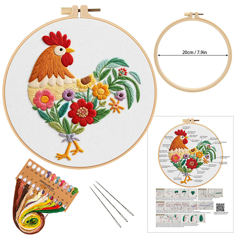 Nuevos productos de gallo bordado DIY material de mano bolsa de bordado tridimensional europeo material DIY Amazon Inglés transfronterizo