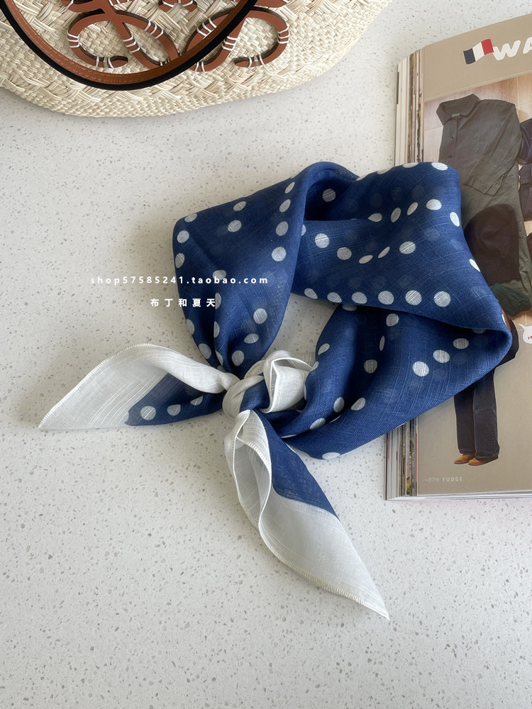 綿麻方巾合集 ~ 超多色柄砕花波点襟巾文芸森系頭巾髪帯包帯女