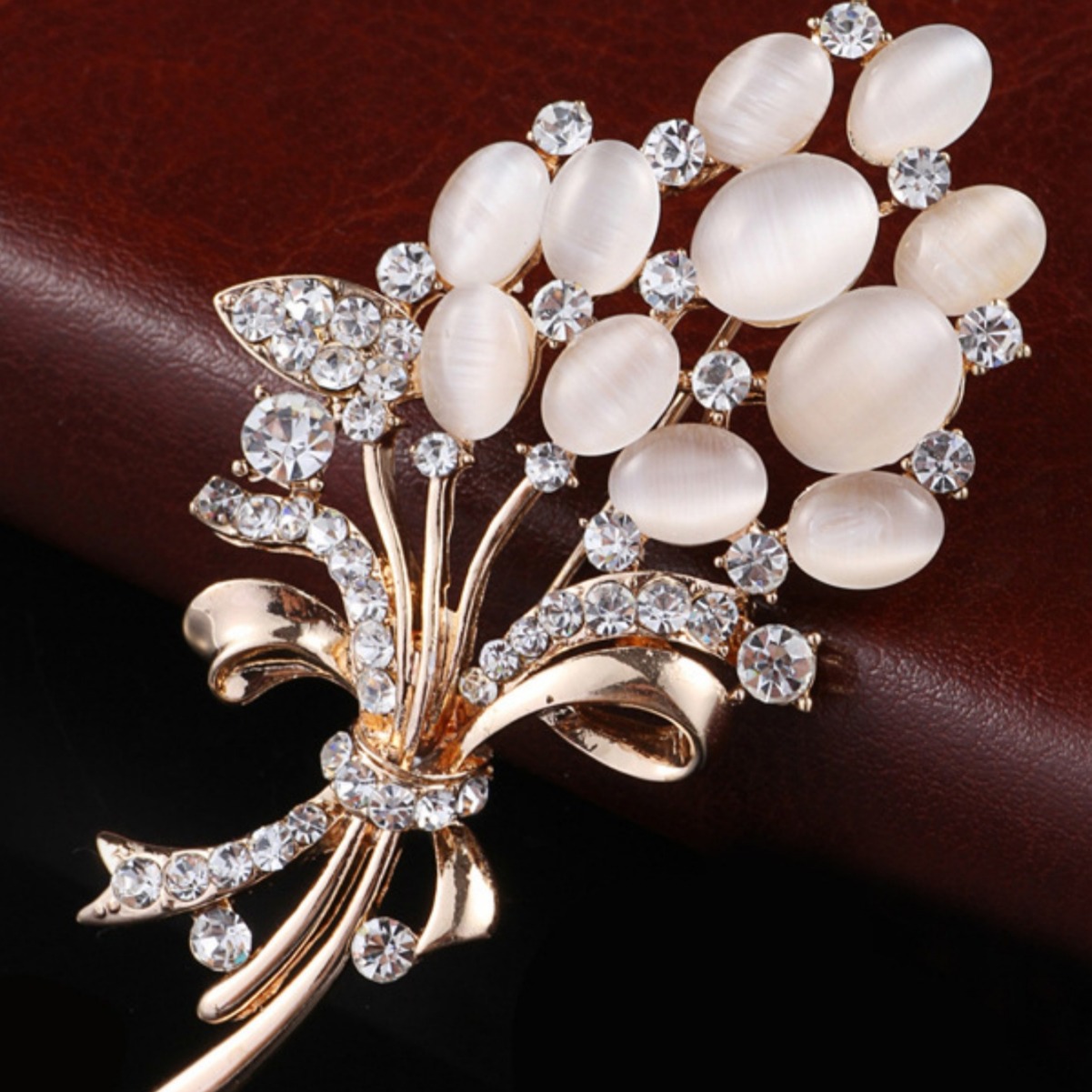 Nueva joyería ópalo rhinestone trigo oído flor broche ramillete accesorios femeninos de alta gama broche pin ropa Accesorios image 3