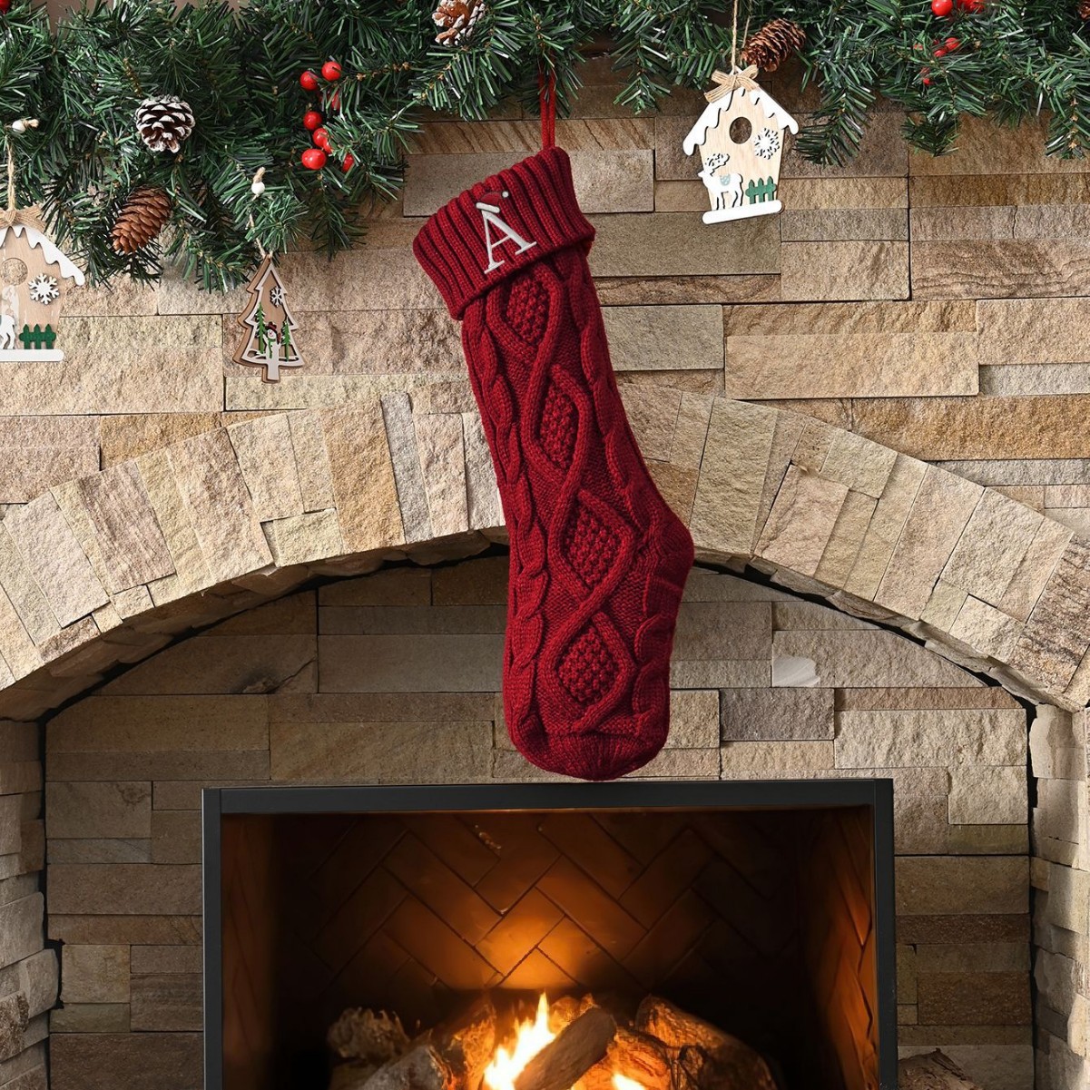 Amazon Europa y los Estados Unidos medias de Navidad personalizadas bordadas calcetines de letras de punto medias de regalo de Navidad colgantes fabricantes image 4