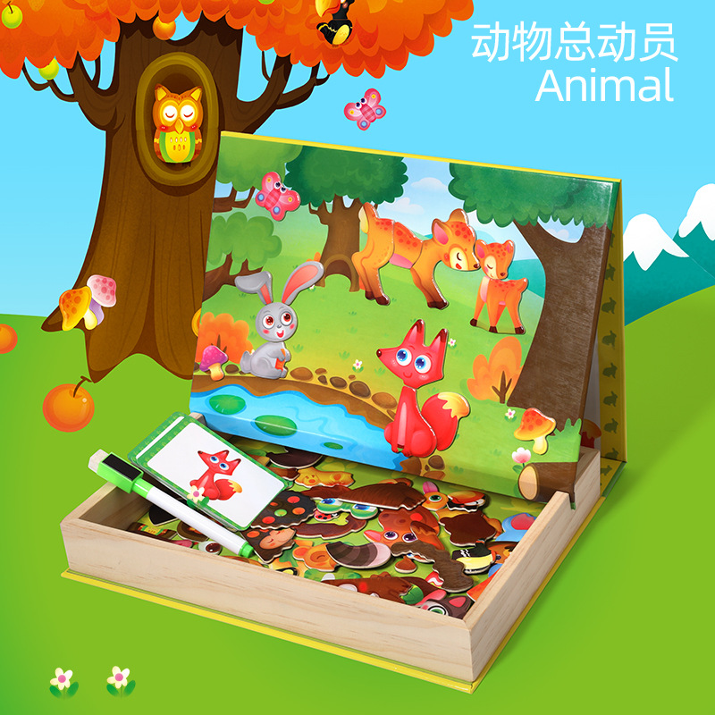 Rompecabezas magnéticos personalizados juguetes intelectuales beneficiosos para niños 1-3-6 años 4 niños y niñas 2 bebés 5 educación temprana madera