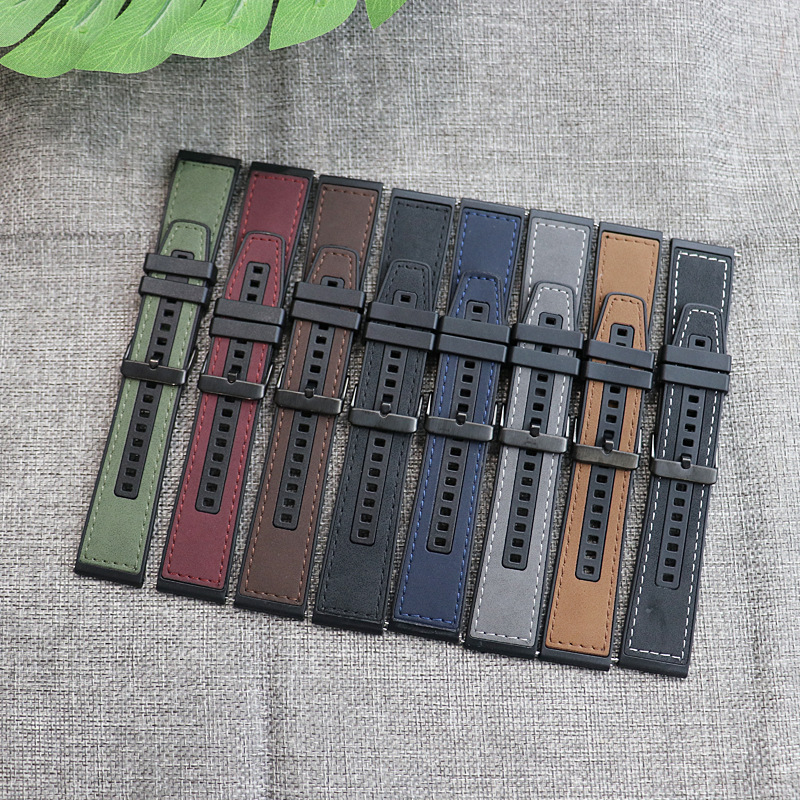 For Huawei Samsung GT3 Strap Crazy Horse Leather Pattern Silicone Pin Buckle Strap Quick-release Strap 22mm in stock