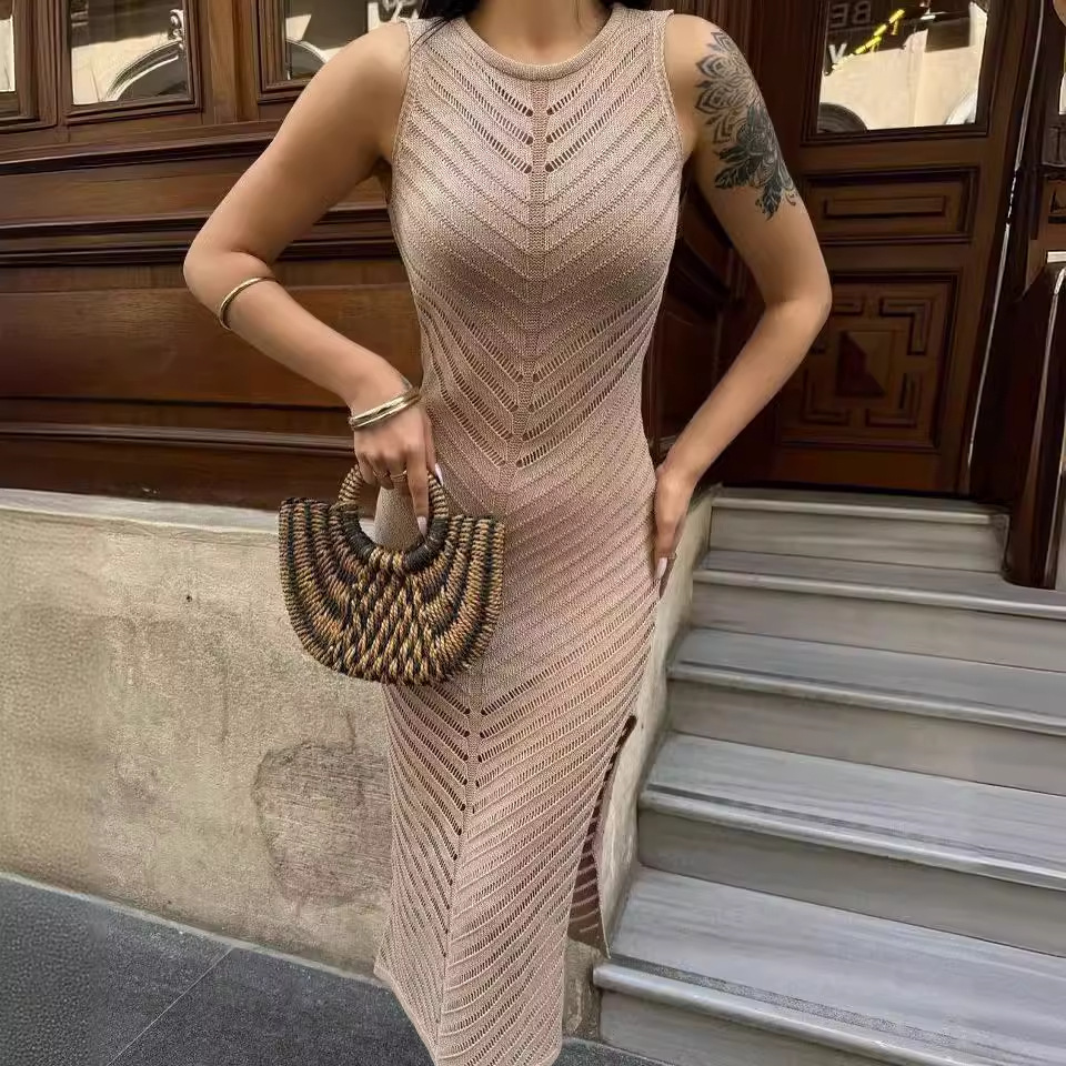 Damen Strickkleid Mit Rundhalsausschnitt Für Den Herbst_voghion.com