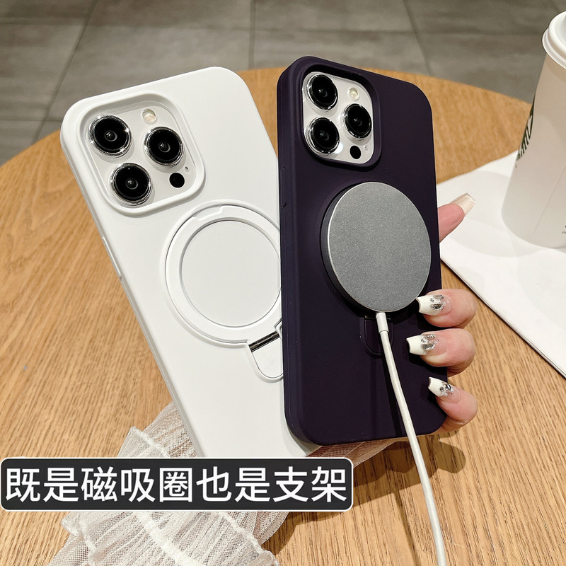 iPhone17promax対応 液体シリコン製 マグネット式スタンド付きスマホケース Apple16 大型ホール保護カバー|undefined