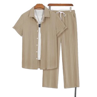 (Cross-border trading), summer shirt for leisure, men's set, trousers, sports suit, European style 5