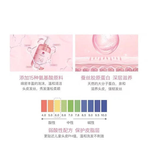 Red Little Elephant Kids Amino Acid Shampoo, Children's Exclusive, for Ages 3-6-12, Girls, Smooth, No Silicone, 500ml