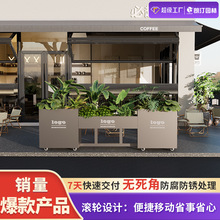朗汀不锈钢花箱金属围栏隔离带铁艺组合防腐防锈花槽可移动加厚