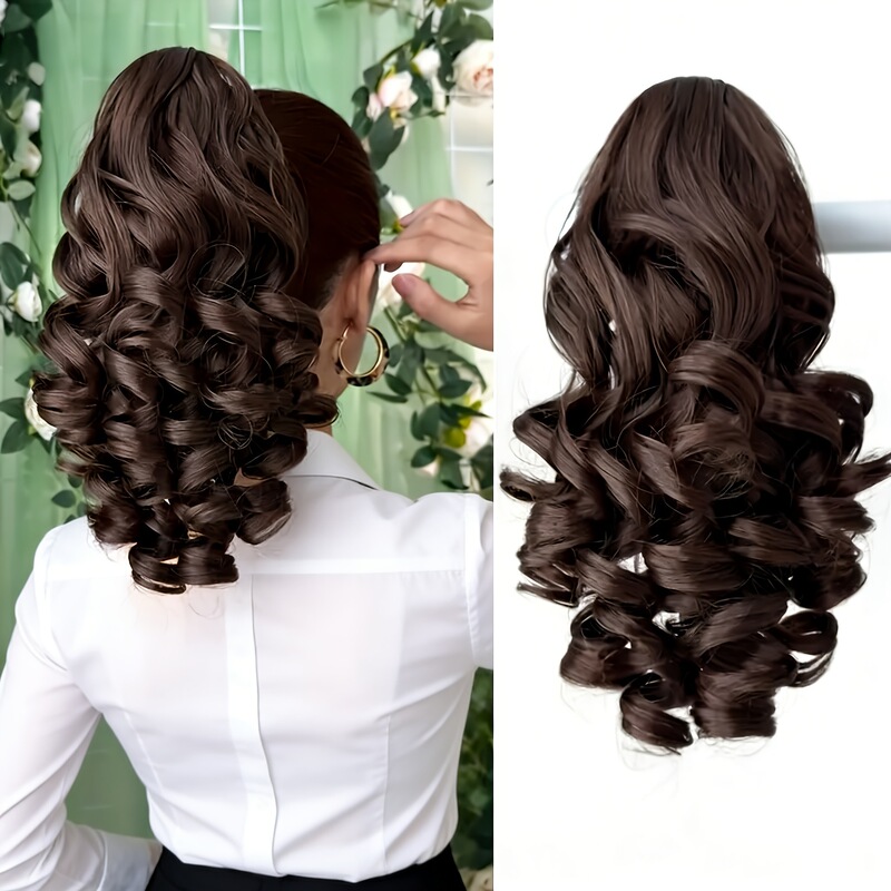 Cross-Border Roman Curly Ponytail Short Curly Hair Clip Retro Fluffy Multi-Color Options Ponytail Curly Wig Ponytail Braid Cross-Border Roman Curly Ponytail Short Curly Hair Clip Retro Fluffy Multi-Color Options Ponytail Curly Wig Ponytail Braid