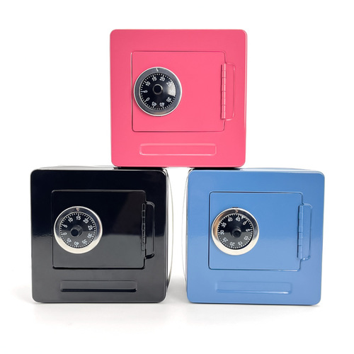 Piggy bank Cross-border new creative portable piggy bank storage box small large storage coin box with key