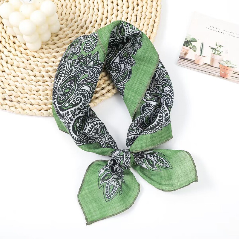 Cashew Cotton and Linen Headscarf for Summer and Autumn, Versatile Square Scarf, Cotton and Linen Small Scarf for Women, Thin and Fresh Decorative Silk Scarf