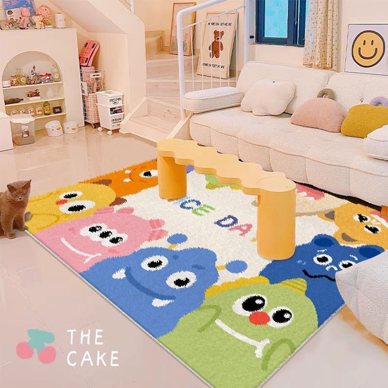 地毯客廳耐髒易打理多巴胺小怪獸隔涼仿羊絨沙發毯兒童房床邊毯
