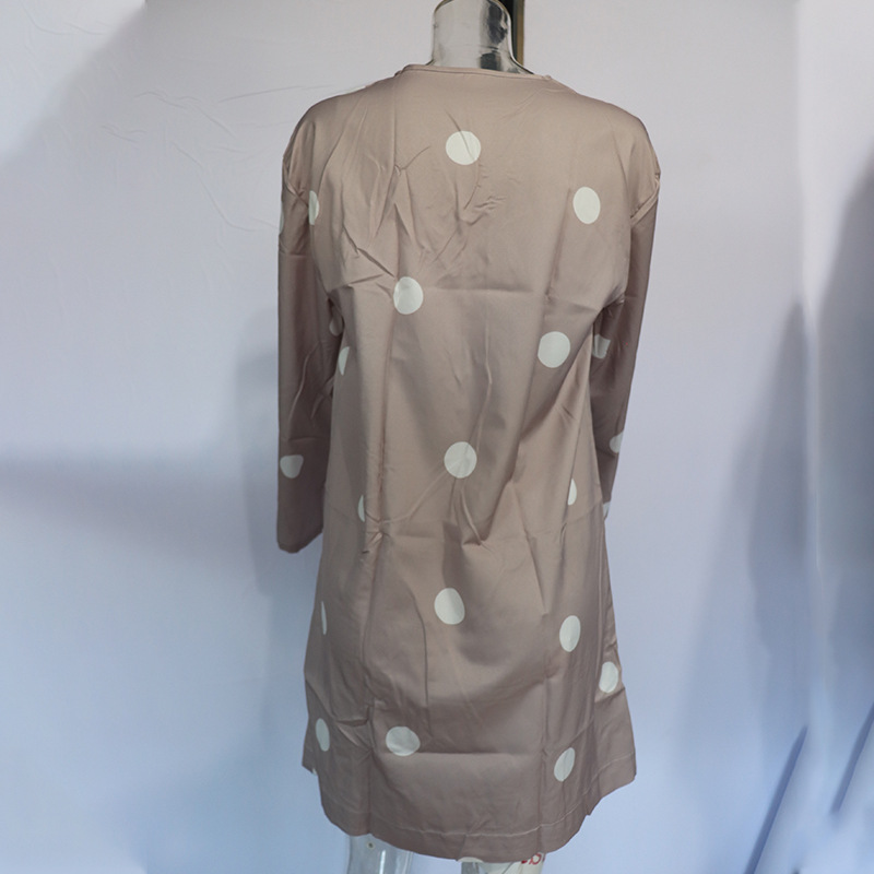 Women's V-neck double pocket large size print casual beach dress