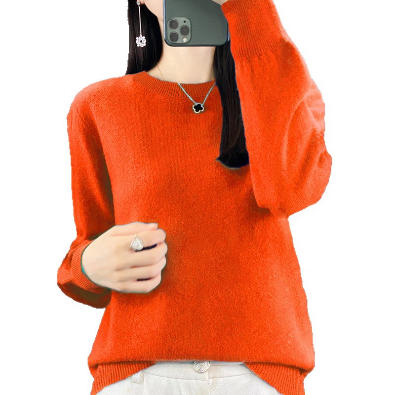 Cross-Border 2025 Autumn and Winter New Round-Neck Sweater for Women, Long-Sleeved Base Shirt, Plus-Size Inner Layer, Andy Velvet Knitwear Top