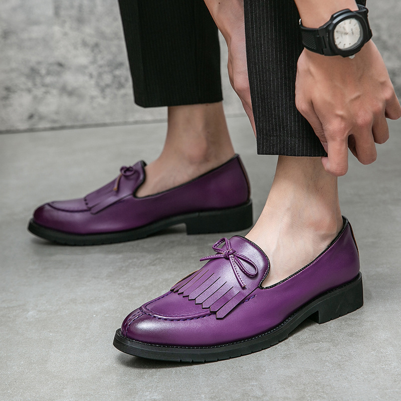 Europa y América de moda zapatos de vestir de tamaño grande transfronterizos personales para hombres zapatos de negocios zapatos de cuero de color sólido británicos zapatos Lefour para hombres image 4