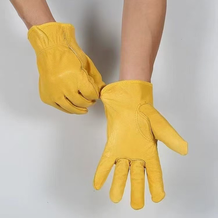 Soldadura de piel de oveja pura soldadura por arco de argón guantes de cuero suave resistente al desgaste transpirable anti-escaldado aislamiento térmico soldador reparación mecánica conductor