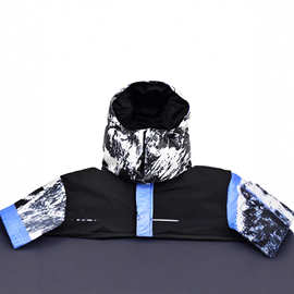 欧美潮牌秋冬经典限定联名款雪山高清印花羽绒服情侣刺绣logo外套