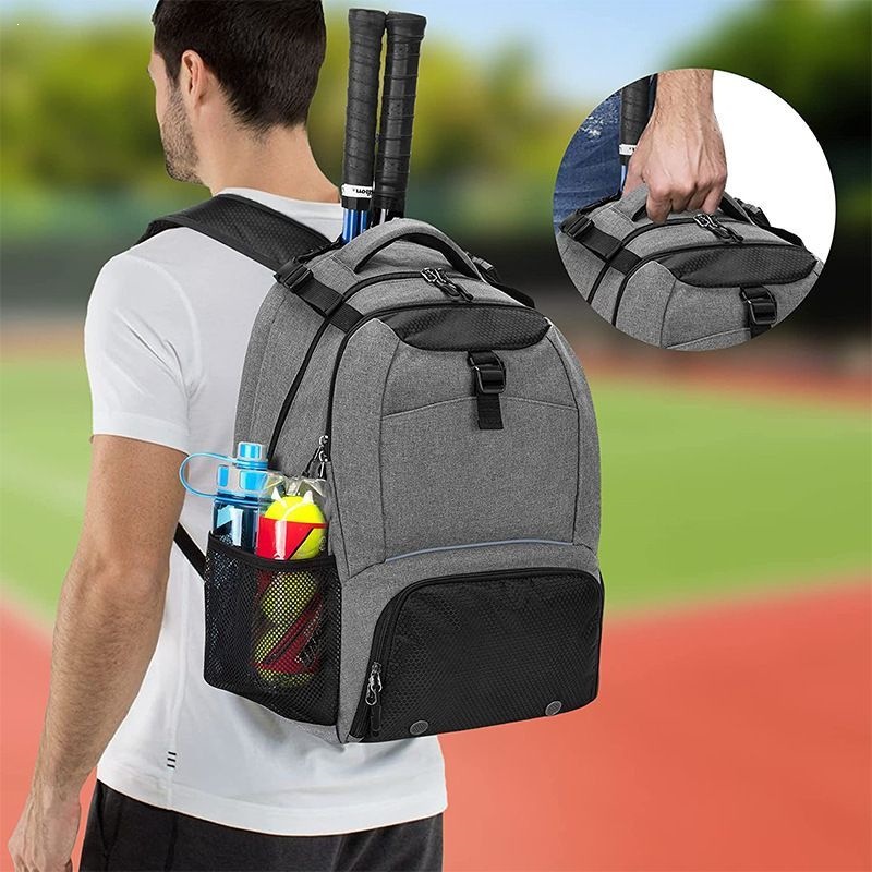 Tennis bag, racket gym bag, outdoor badminton bag with shoe compartment, sports and leisure travel bag, backpack with multi-functional compartments