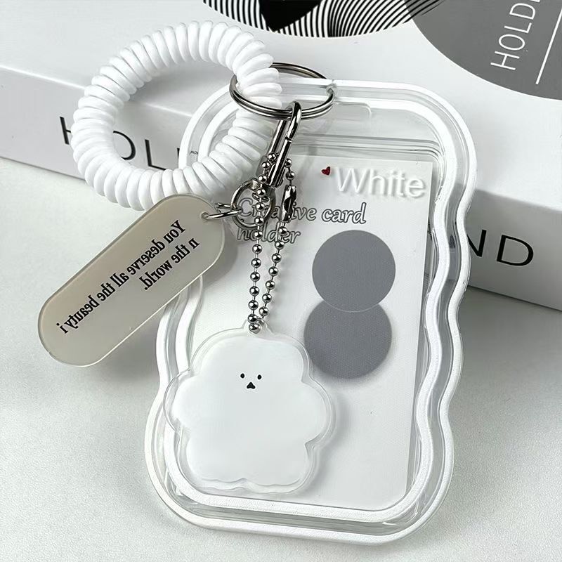 Ins Transparent Card Set Student Bus Campus Meal Card Star-chasing 3-inch Photoclone Little Red Riding Book Spring Pendant Keychain