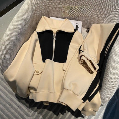 秋冬の新型長袖の大きいサイズのスポーツウェアのスーツの女性のファッション的な洋風の気質のカジュアルな顕痩せのガードルのスーツの1セット