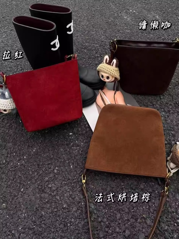2025新款磨砂真皮腋下水桶包女包麂皮绒大容量托特包单肩斜跨包潮|undefined