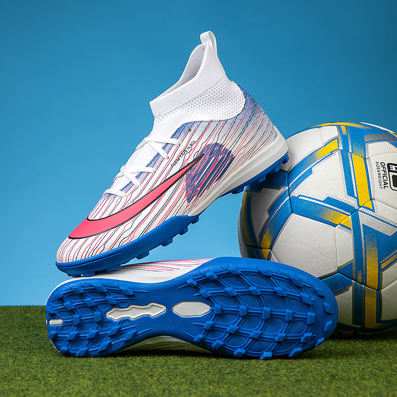 Zapatillas de Fútbol de Cuello Alto para Niños TF y AG TPU y Caucho Transpirable para Césped