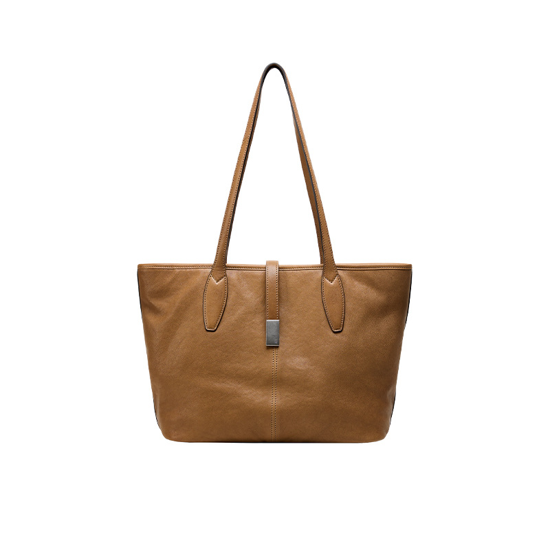 Qiuzhen Manman Vegetable-Tanned Sheepskin Tote Bag for Women, 2025 Large-Capacity Leather Commuter Shoulder Bag - Thumbnail 7