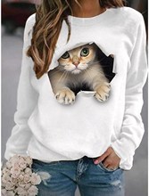 现货 亚马逊wish秋冬热卖女式运动套头衫猫3D动物运动棉街头卫衣