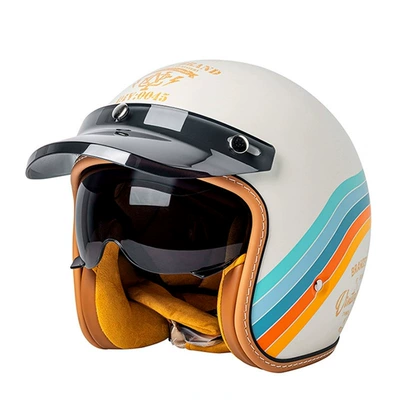 Motosiklet kaskı (dəbilqə) — Helmet, Cross-Border Motorcycle/Electric Vehicle Half - mt-5-matte-beige-span-3c-certified-with-black-and-white-lenses-m