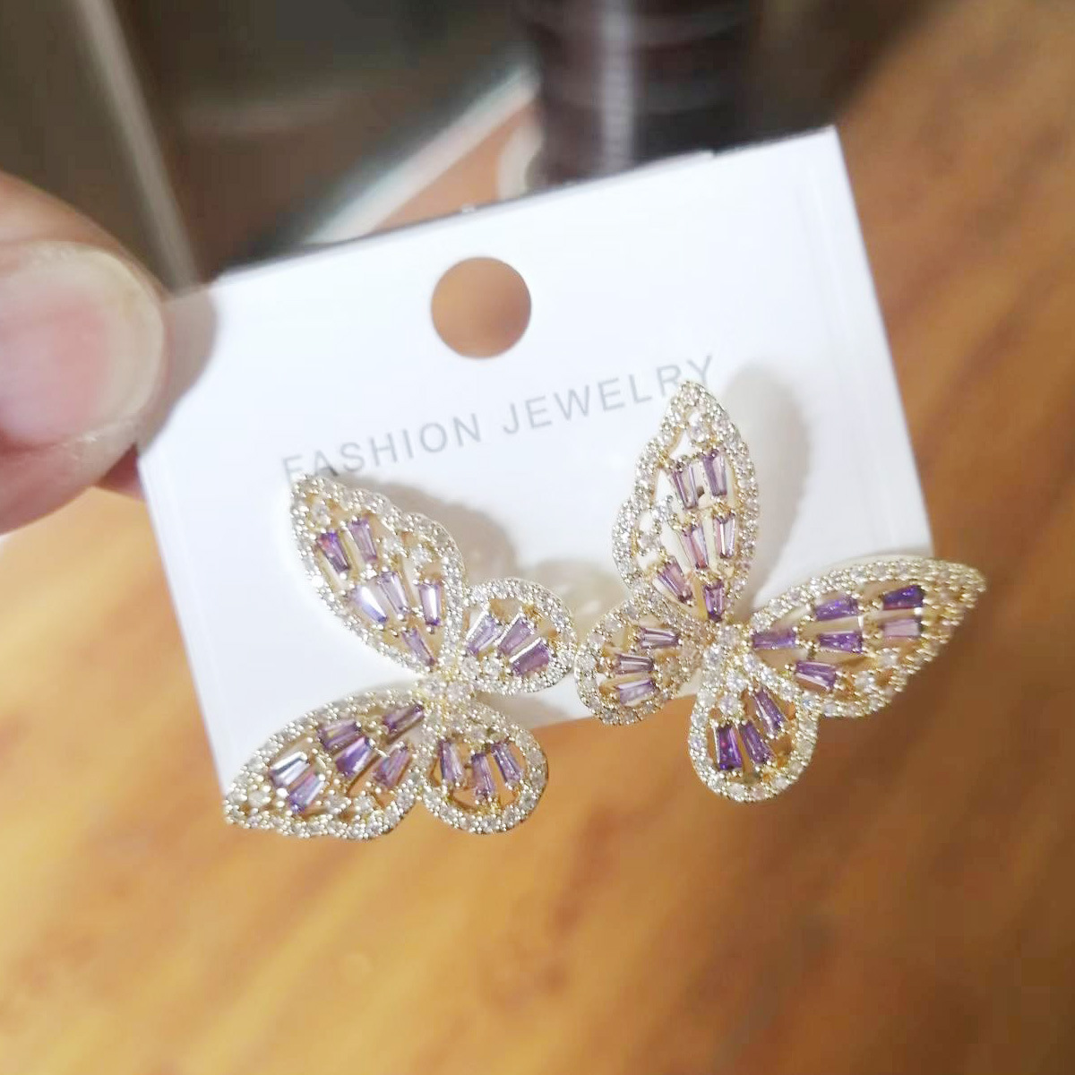 Holiday, Daily Occasion 1 Pair Elegant Butterfly Inlay Copper Zircon Ear Studs