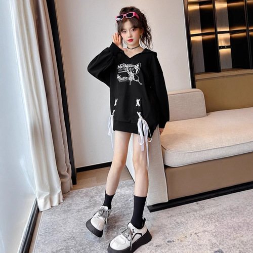 Women's Casual Sweatshirt 2025 Spring and Autumn New Korean Style Stylish Hooded Sweatshirt for Older Children Loose T-Shirt Fashion Top