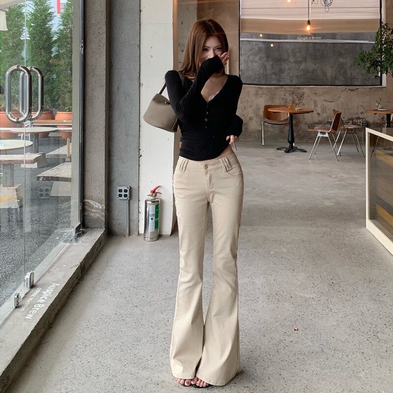 2026 women's new old money style mid-low waist flared jeans, slim fit, long pants, T-shirt two-piece set 2026 women's new old money style mid-low waist flared jeans, slim fit, long pants, T-shirt two-piece set