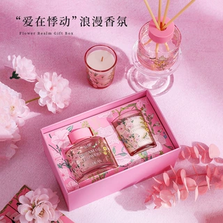 繁花香薰蜡烛礼盒家用室内无烟蜡烛持久香氛高级摆件节日礼品套装