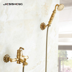 Cross-border all-copper antique bathtub faucet in-wall simple shower set hand-held shower head hot and cold faucet