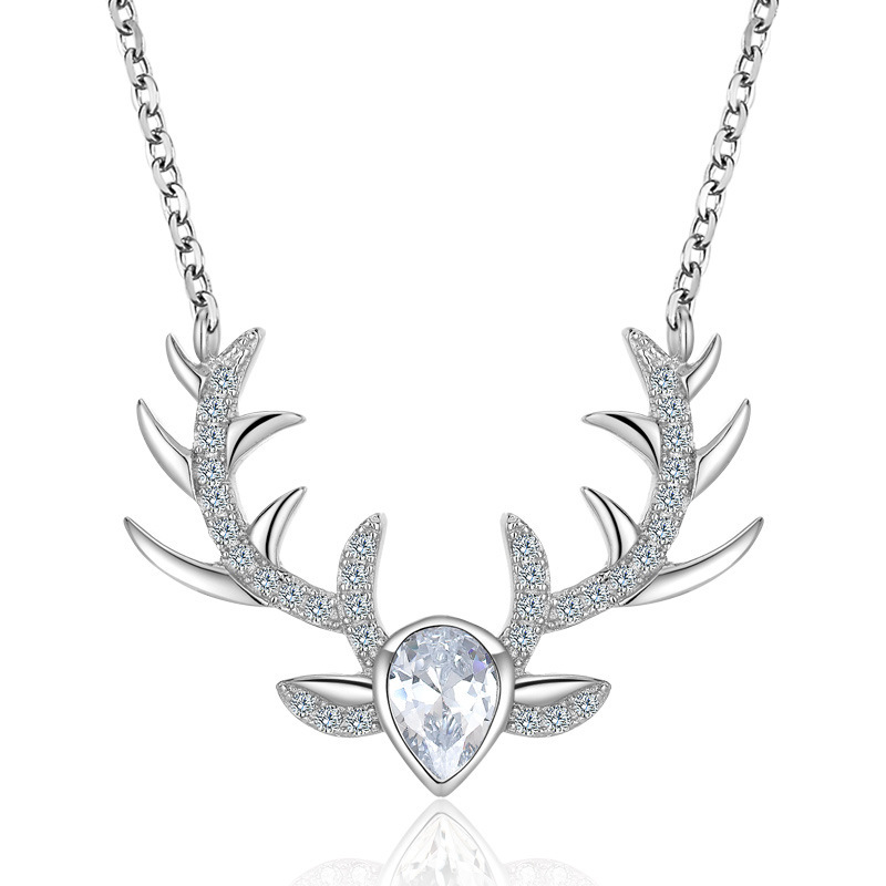 Transfronterizo s925 collar de plata esterlina mujer moda coreana personalidad mayorista un ciervo tiene usted colgante cadena clavícula un agente