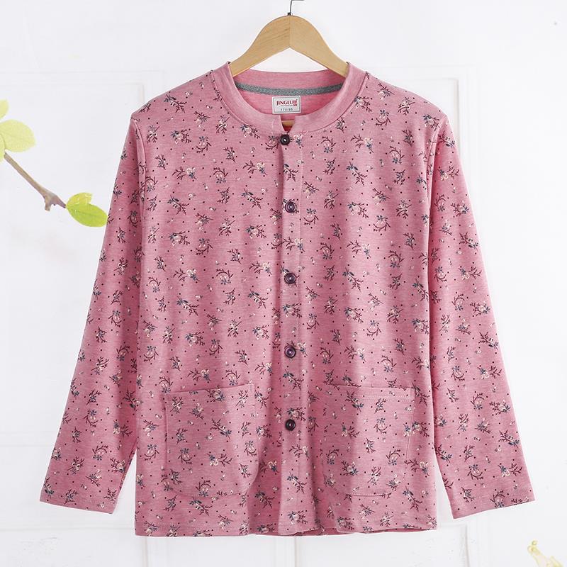 중노년 여성 가을옷, 노인용 순면 속옷, 순면 할머니 가디건 속옷, 오픈 플래킷, 따뜻한 옷, 가을 겨울