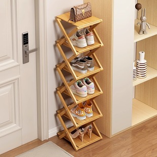 Simple Shoe Rack for Home Entrance, Small Narrow Foldableing Installation-Free Shoe Cabinet, Multi-Layer Home Indoor Storage Artifact, Space-Saving