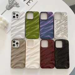 光沢のあるグリッター波状プリーツ iPhone14/13 12/11 Apple 17/16/15PROMAX 携帯電話ケースに適しています
