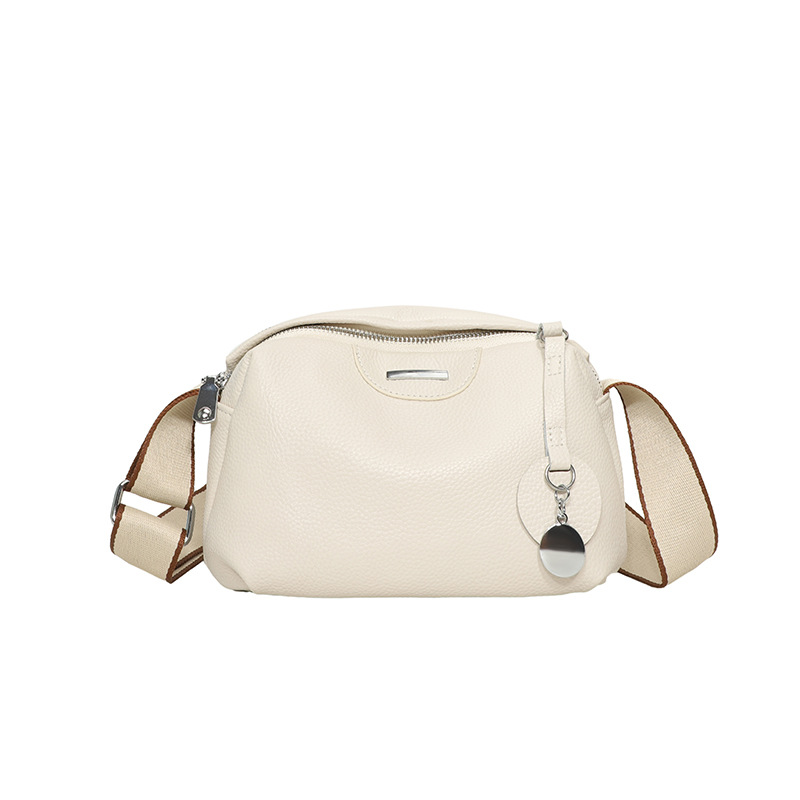 Bolso de cuero real 2025, nueva moda, bolso de hombro de una sola mujer, correa de hombro ancha de cuero, bolso casual de gran capacidad.