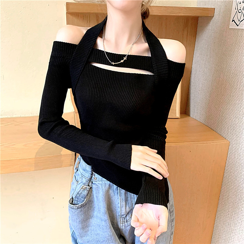 strapless slim halter cropped knit sweater nihaostyles clothing wholesale NSFYF85667