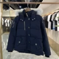 Dark blue women's white fur collar