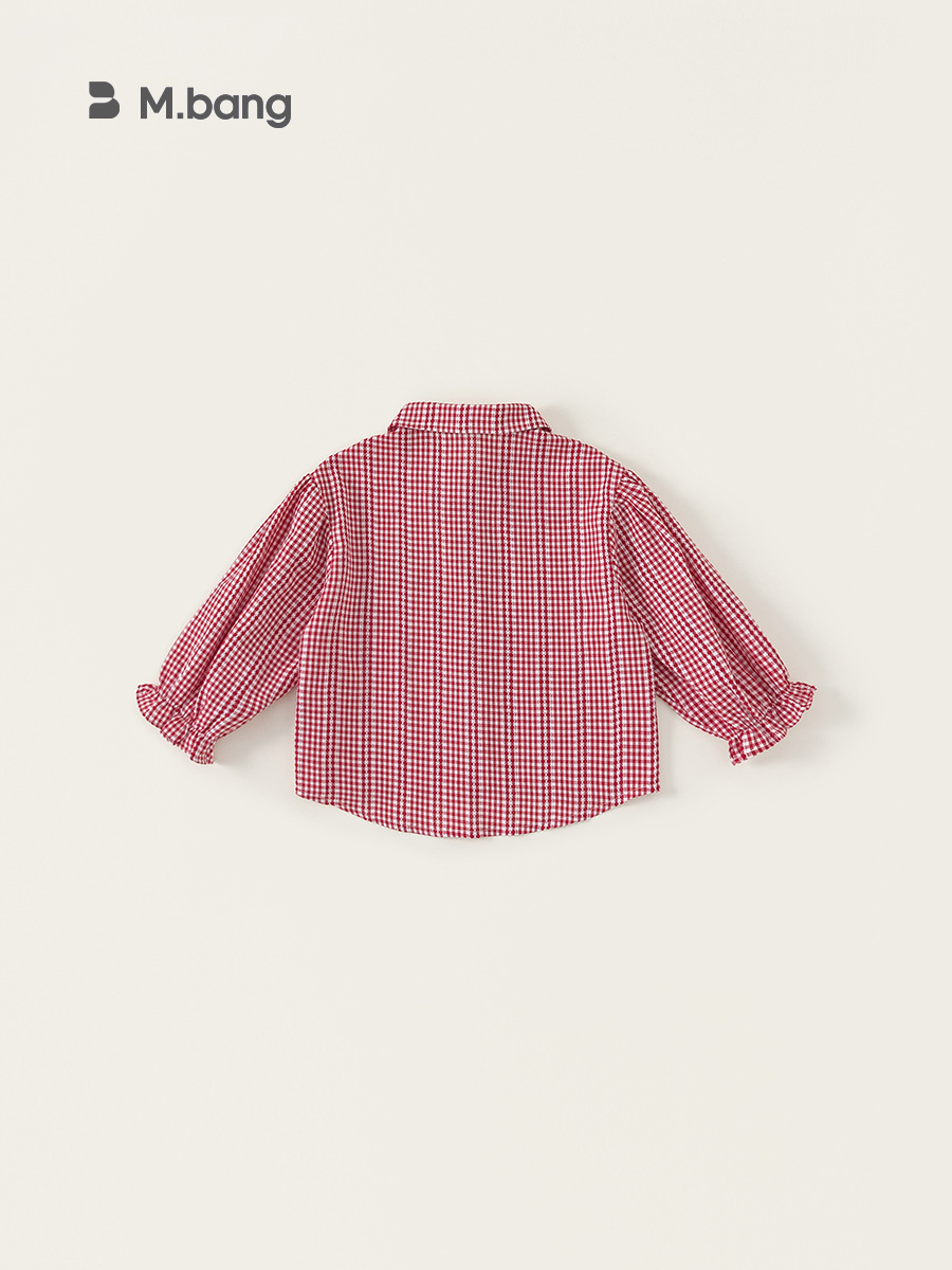 Yoobao ropa infantil camisa a cuadros de niñas 2025 nueva ropa de primavera para niños camisa universal camisa de bebé con solapa