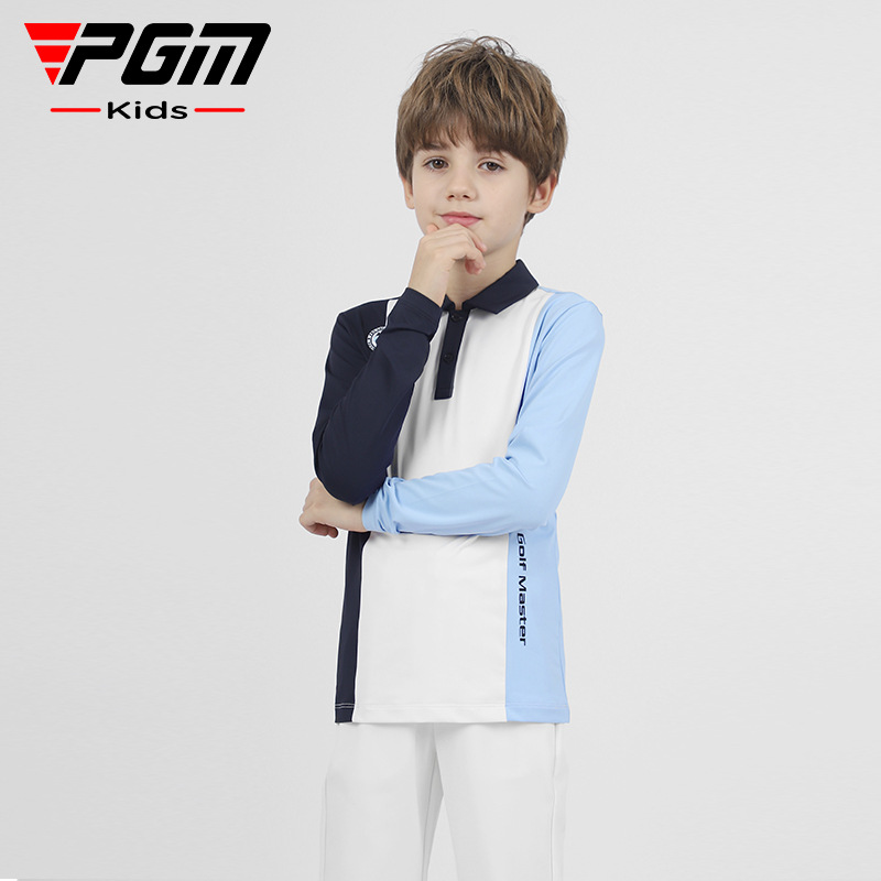 Áo thun dài tay golf trẻ em PGM – chất liệu polyester co giãn, ấm áp, thoải mái — YF493-màu xanh nhạt, YF493-màu xanh lá cây, YF493-màu đỏ